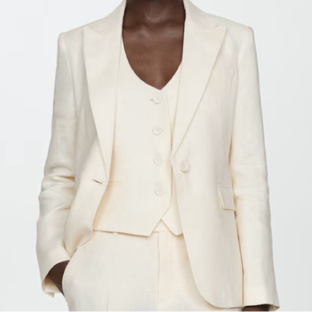 New Mango Linen Blazer- Shoulder Pads Removed